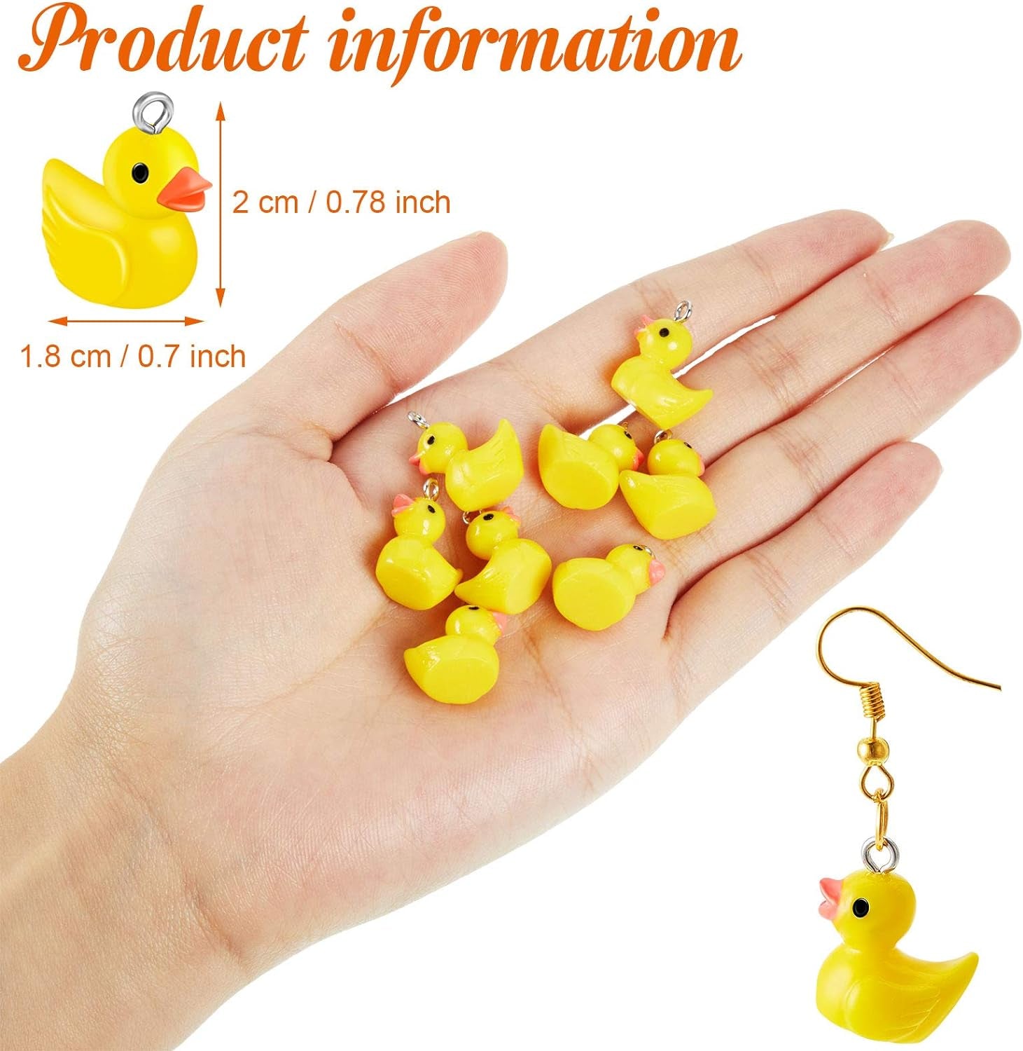 40 Pieces Mini Resin Ducks Resin Duck Charms Pendants Findings Charm DIY Duck Pendants for Bracelet Necklace Earrings Keychain Crafts