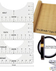 T-Shirt Alignment Ruler Heat Resistant Tape 10Mm X 33M 108Ft, PTFE Teflon Transfer Sheet 16 X 20" - 4 Rulers, 2 Rolls Heat Resistant Tape, 3 Packs PTFE Teflon Sheet and 1 Tape Measure Included