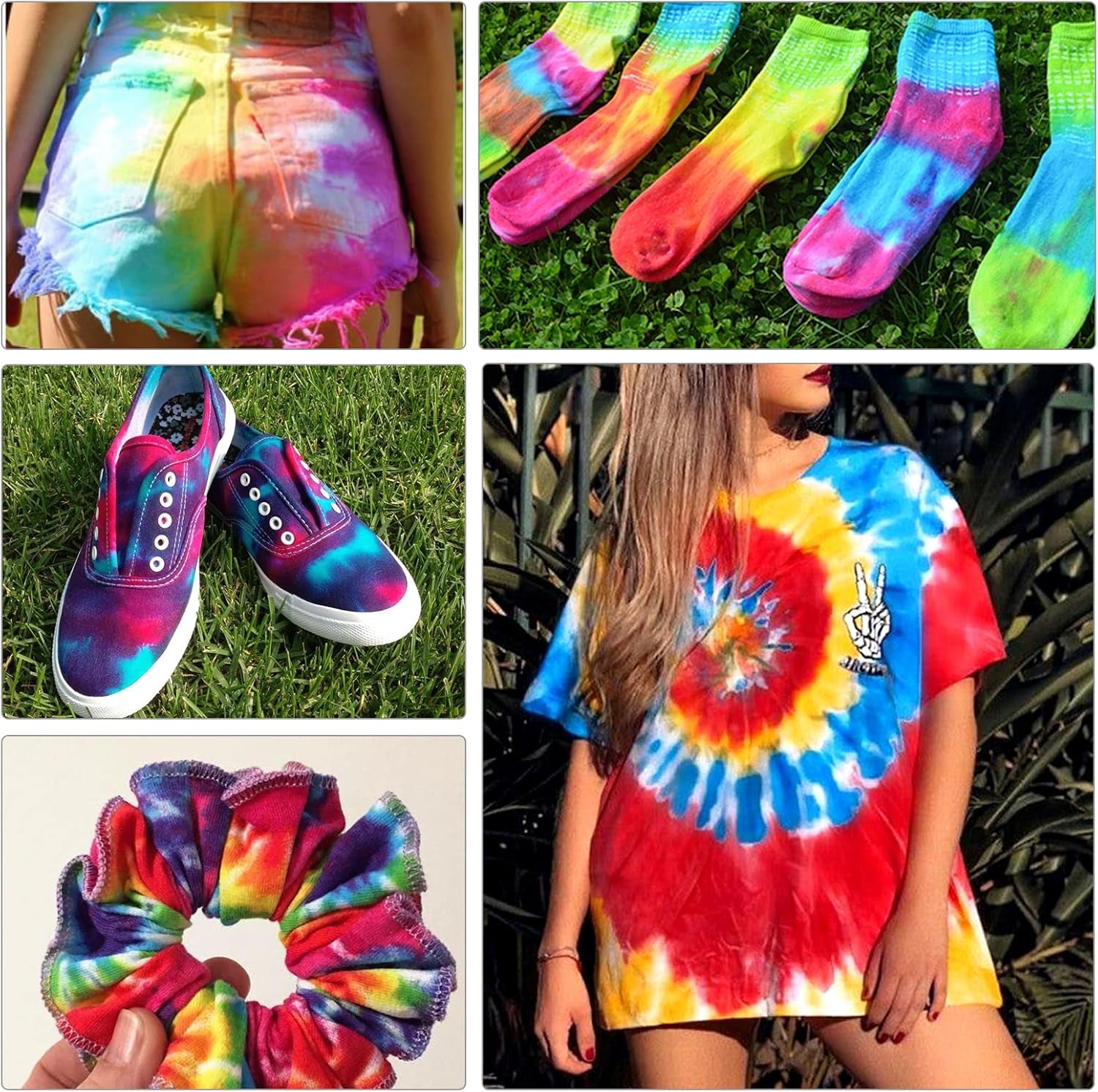Tie Dye Powder - 8 Colors 160G/5.6Oz Tie Dye Refill Powder Packets, Non-Toxic Tye Dye for Kids Adults, Fabric Tie Dye Powder Bulk for Shirts, Clothing, Group, Festival Designs