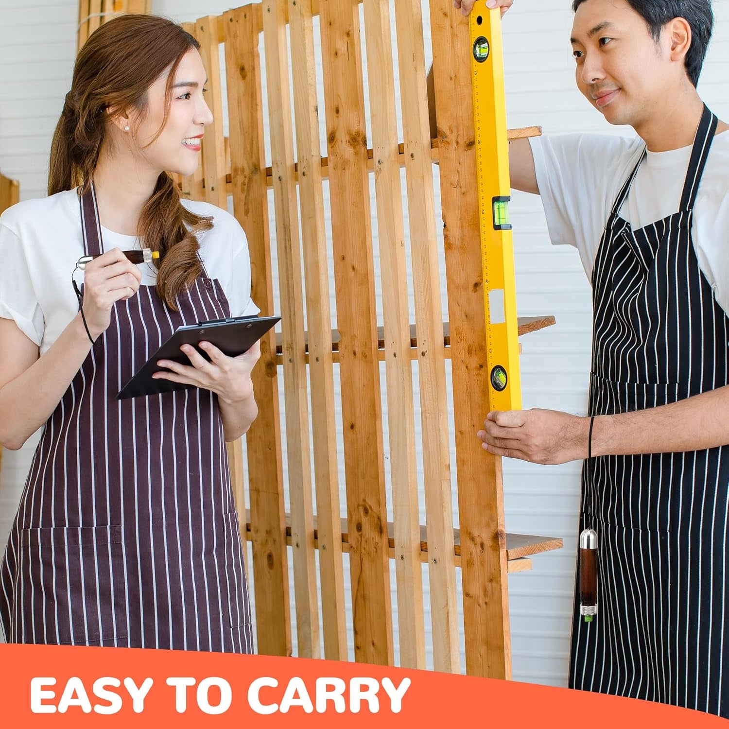 2 Pack Crayon Holder for 1/2'' round or Hexagonal Marking Crayons, Wood Lumber Crayon Holder with Metal Chuck, Metal Caps and Nylon Lanyard, Walnut Handle