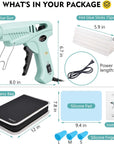 60/100W Hot Glue Gun Full Size with 15 Pcs Hot Glue Sticks (0.43 X 5.9 Inch) and Carry Case, Dual Power High Temp Melt Glue Gun Kit with Finger Caps, Mat for Arts Craft, Household, Green