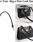 Purse Leather Handles Replacement 2 Pcs for Handbag, 23.6 Inch, Black Gold