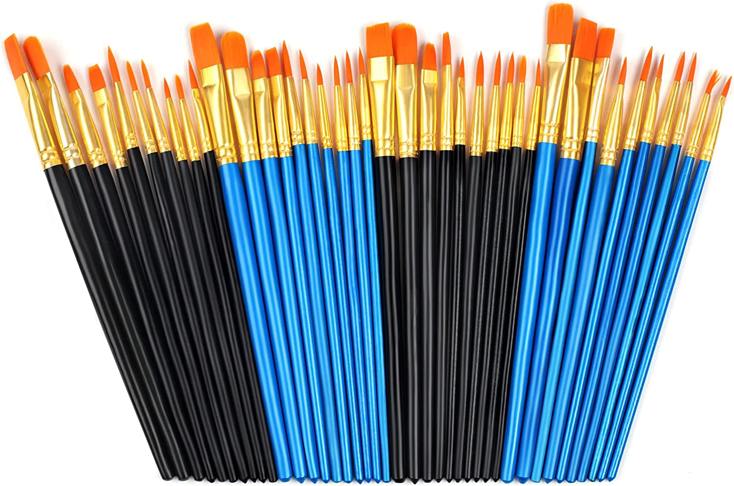 40 Pcs, Paint Brush Set for Acrylic Painting, Watercolor Brushes for Acrylic Oil Watercolor, Miniature Detailing, and Rock Painting