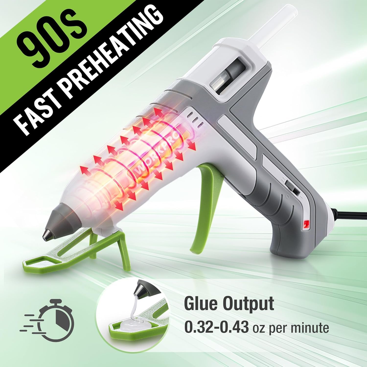 Hot Glue Gun Full Size - 60/100W Dual Temp Glue Gun and Sticks Set with 10 PCS Glue Sticks (7/16") - 90S Fast Preheating Hot Glue Gun Kit for Construction, Crafting, DIY and Repairs - White