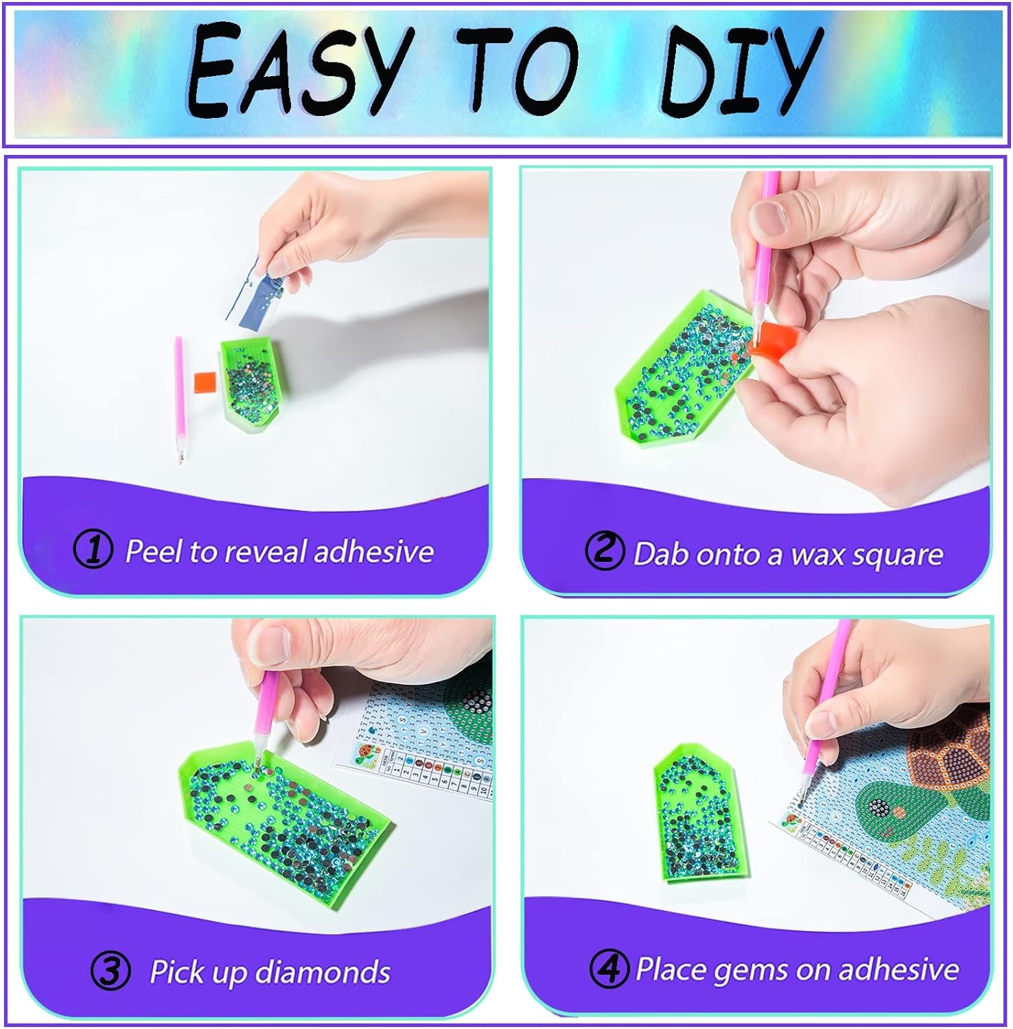 5D Diamond Painting Kits for Kids Beginners,Diy 6 Pack Diamond Art for Adults,Full Drill Crystal Rhinestone Paint by Diamond Dots,Big Gem Arts and Crafts for Kids Ages 6-8-9-12 Girls 6X6Inch