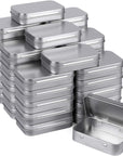 Metal Rectangular Empty Hinged Tins - Pack of 40 Silver Mini Portable Box Small Storage Kit & Home Organizer with Lids Craft Containers 3-1/2''X2-1/2''X4/5''