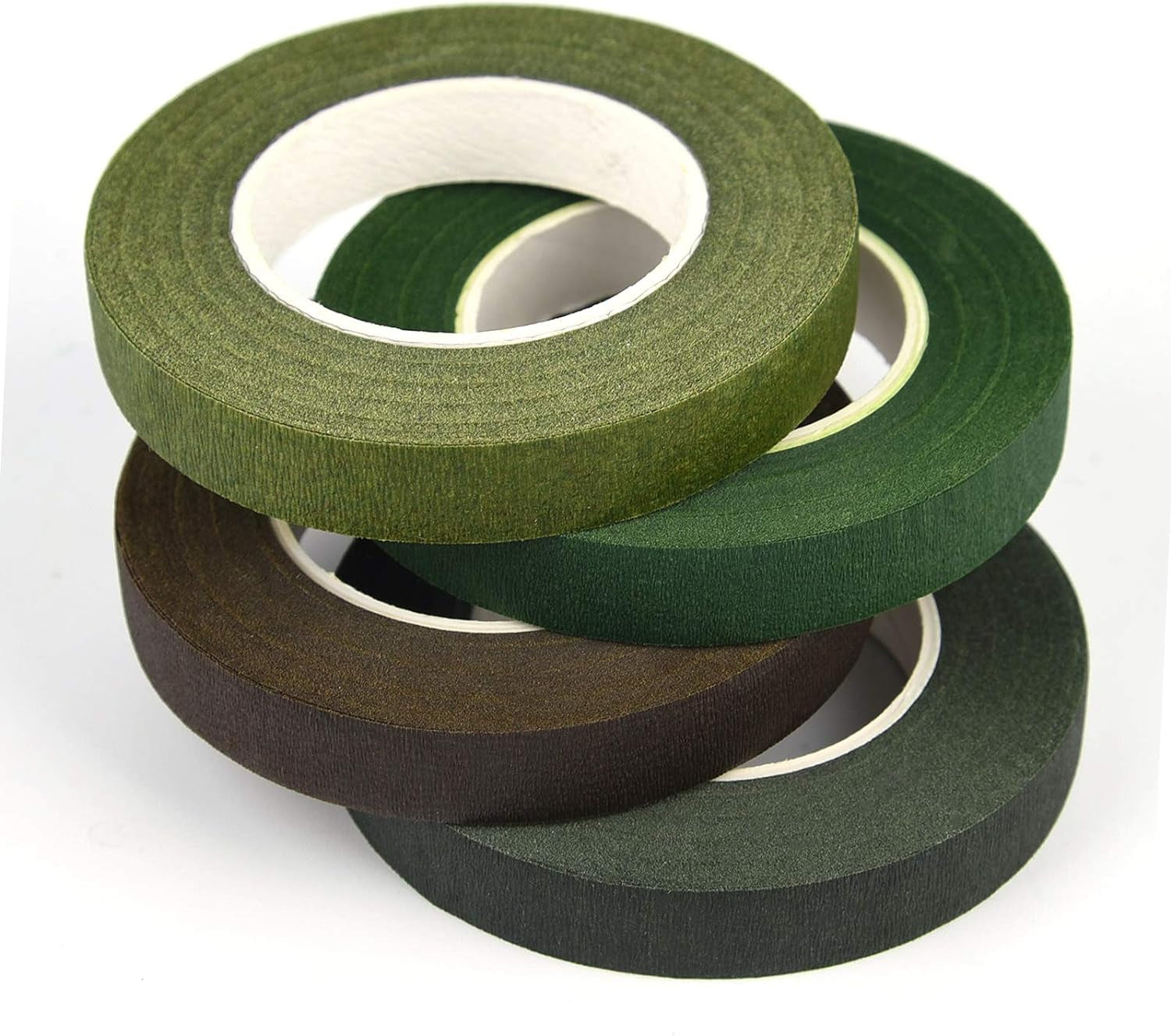 4 Rolls 1/2" Wide Floral Tapes for Bouquet Stem Wrapping and Floral Crafts,Wedding Bouquet,Dark Green,Light Green,Grass Green,Dark Brown