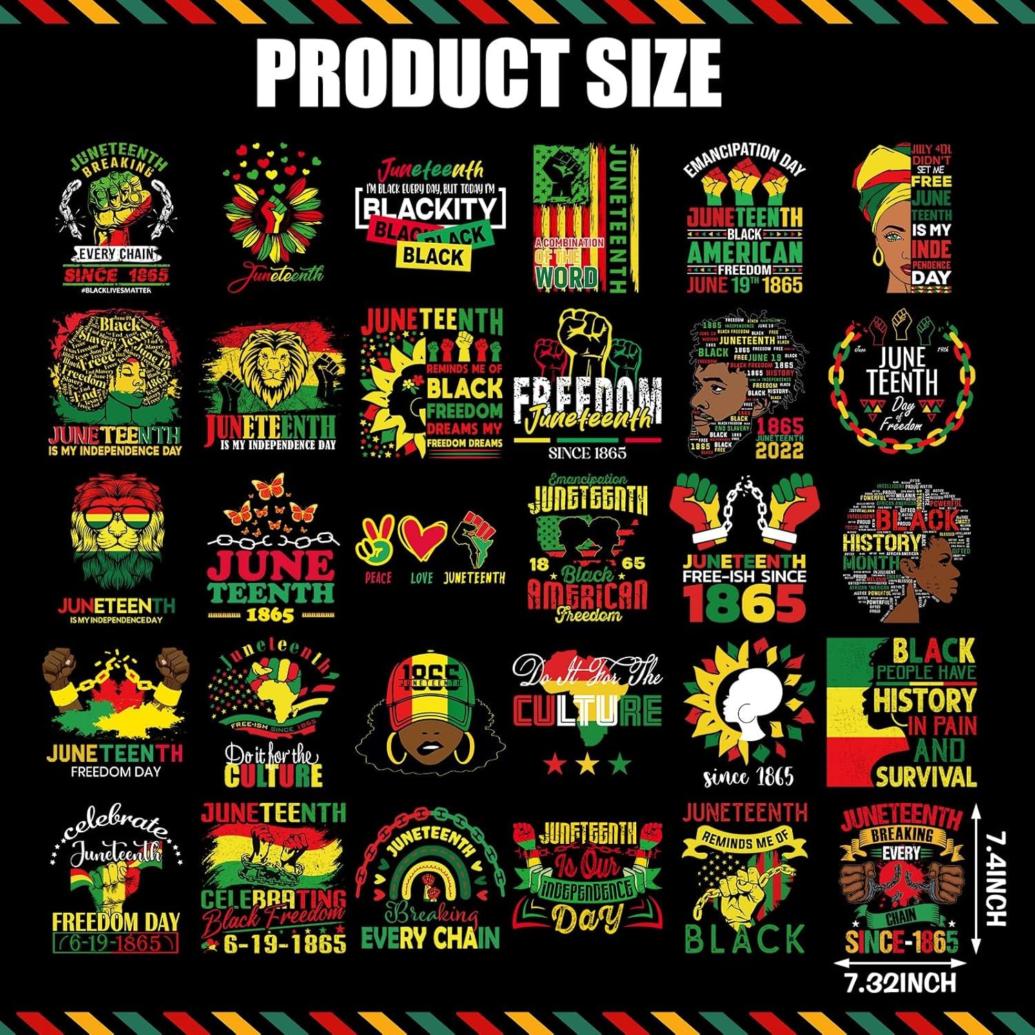 30 Sheets Juneteenth Iron on Decals Black History Month Vinyl Heat Transfer Stickers Black History Iron on Patches Appliques for Clothes T Shirts Pillow DIY Crafts