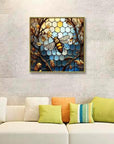 5D Diamond Painting Kits for Adults,Honey Bee Diamond Art Stained Glass Kits for Beginner DIY Diamond Dots Bead Art, Full round Diamond Painting Gem Art Wall Decor 12X12 Inch