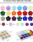 8Mm Glass Beads Bracelet Making Kit 1600PCS, Crystal round Beads for Jewelry Making, 24 Colors 3 Box Bracelet Beads DIY Craft for Teen Adults
