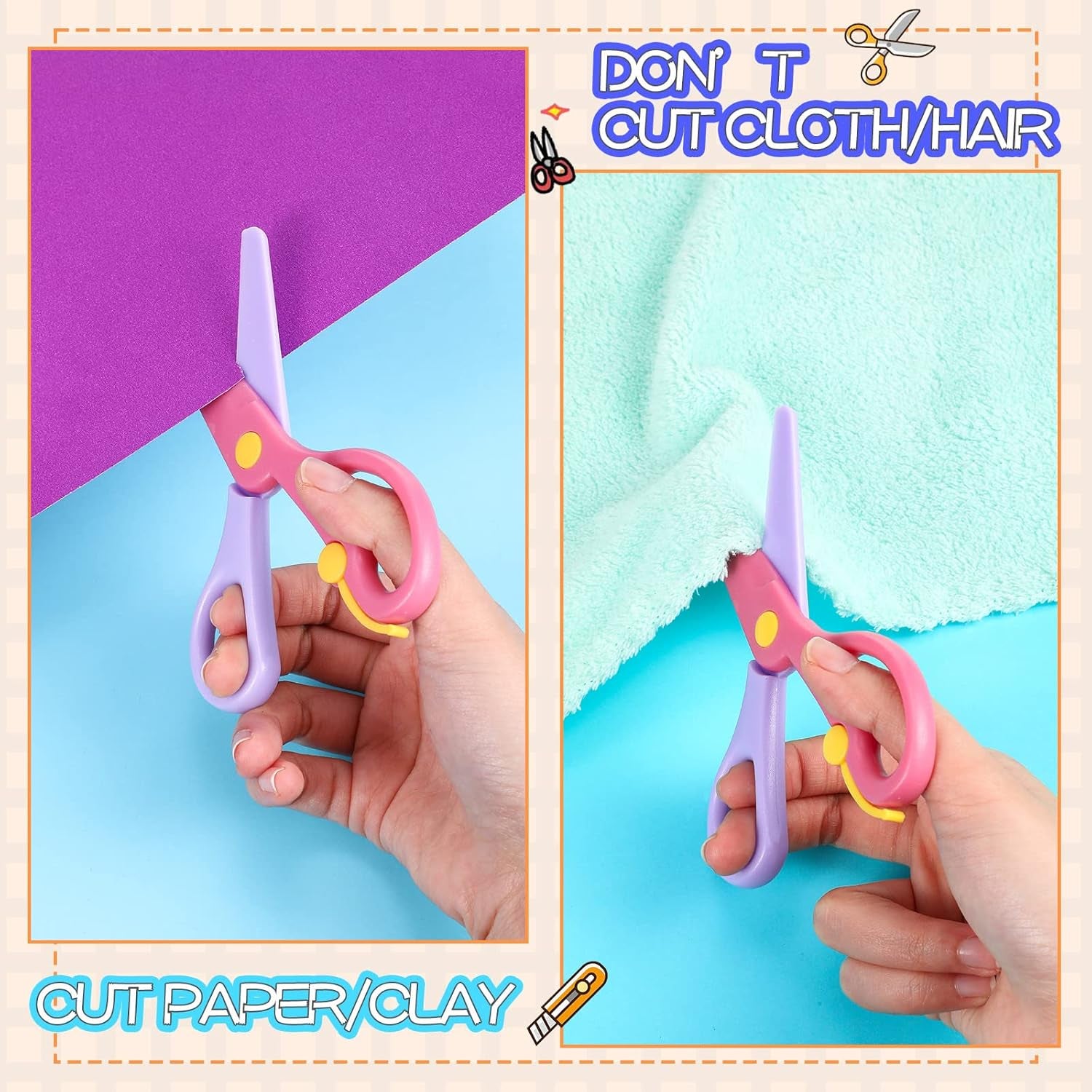 15 Pieces Preschool Training Scissors Plastic Scissors Anti-Pinch Safety Scissors for Children Art Craft Supplies(Mixed Color)