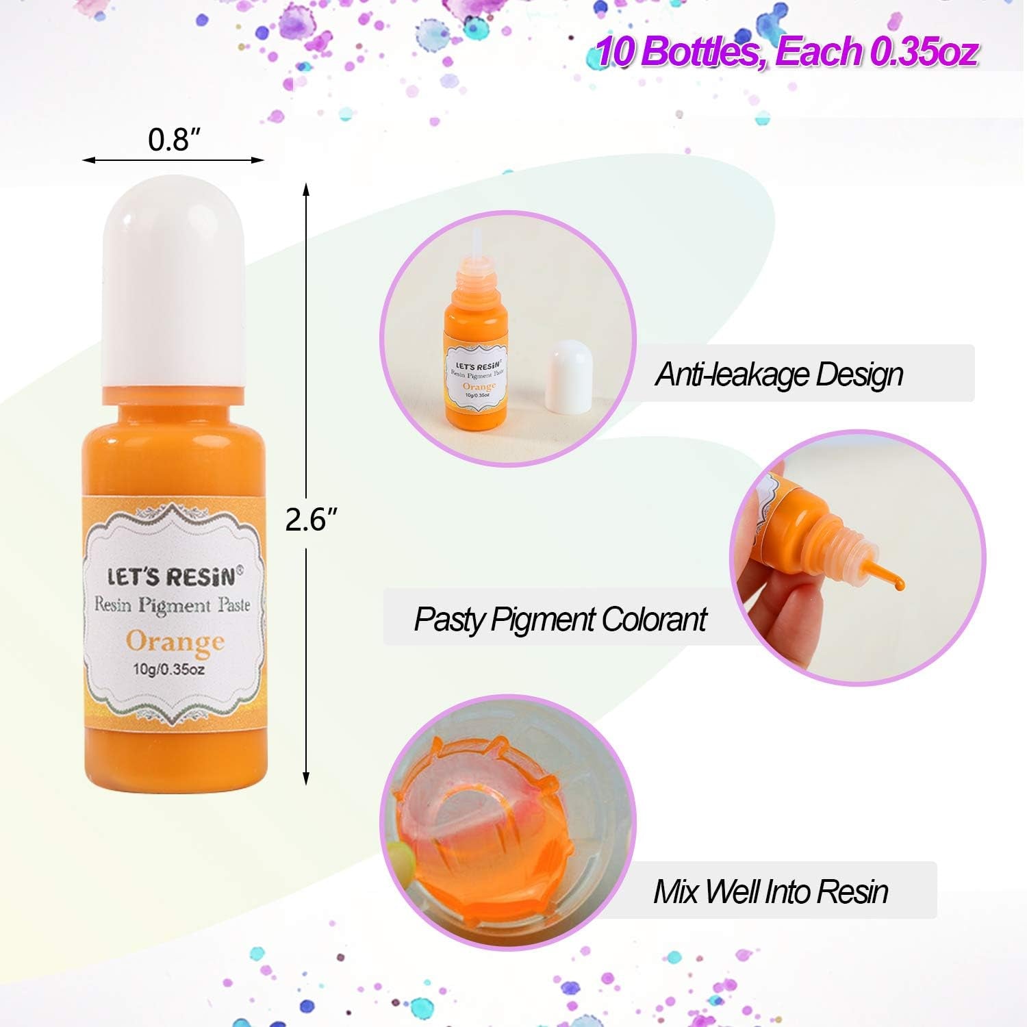 Opaque Resin Pigment,10 Colors Epoxy Resin Pigment Paste Each 0.35Oz,High Pigmented Resin Coloring Paste,Resin Colorant for Epoxy Resin Coloring,Resin Jewelry,Resin Molds