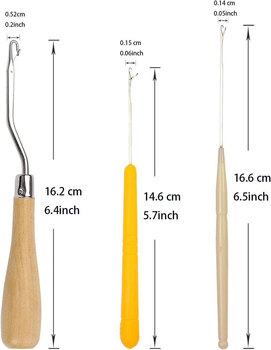 9 Pcs Bent Latch Hook Crochet Needle Set Dreadlocks Tool Crochet Hooks Hair Locking Tool for Hair Extension Braid Carpet Making and Other Craft