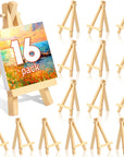 16 Pcs 5 Inch Mini Wood Display Easel, A-Shaped Small Wood Easel for Displaying Small Canvases, DIY Crafts, Photos, Gift, Home Decoration