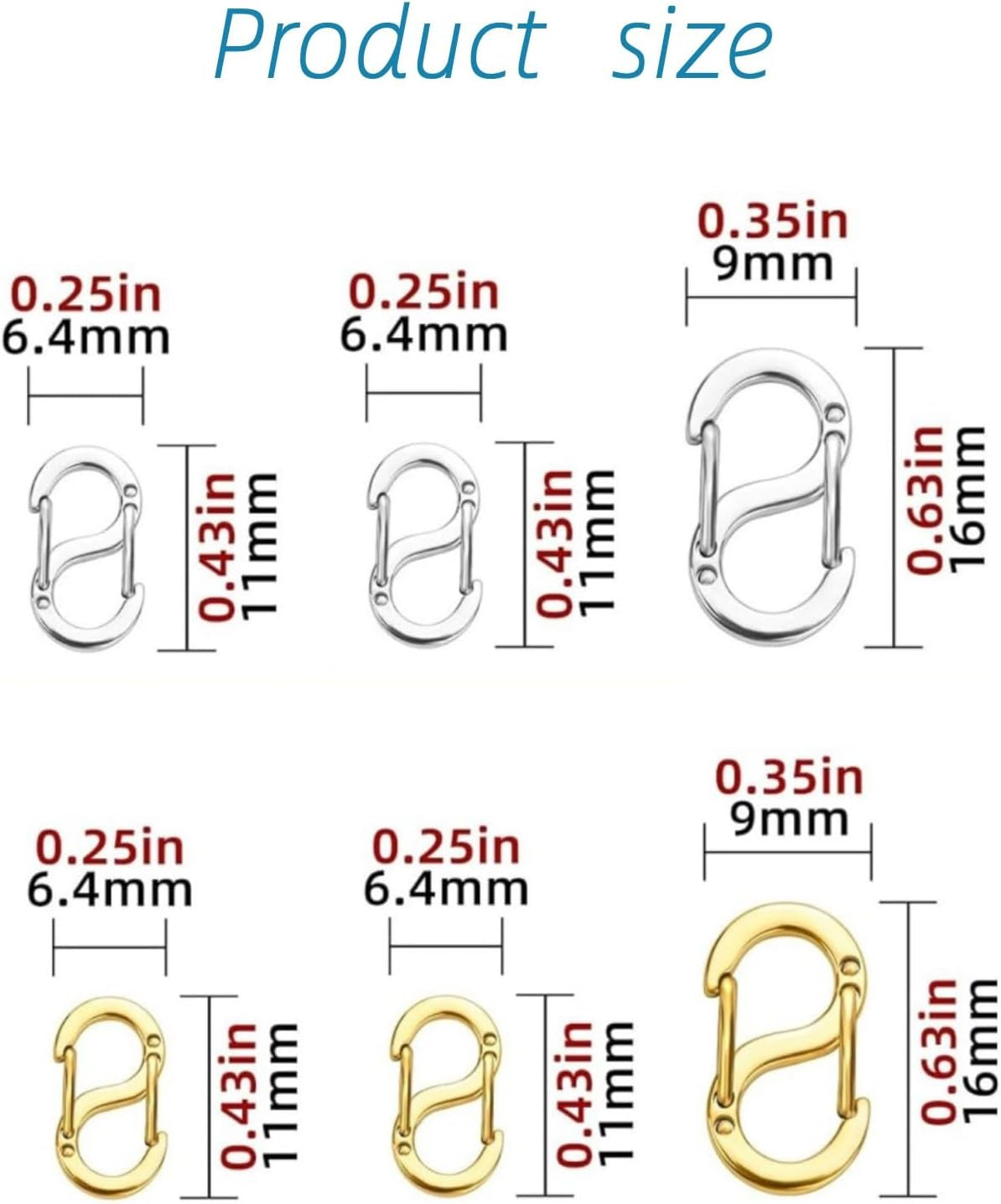 Double Opening Shortener Clasp, Necklace Clasps Connector Hooks Clips, Shortener Clasp, Hook Lock Connector for Jewelry Making 6Pcs, OL003
