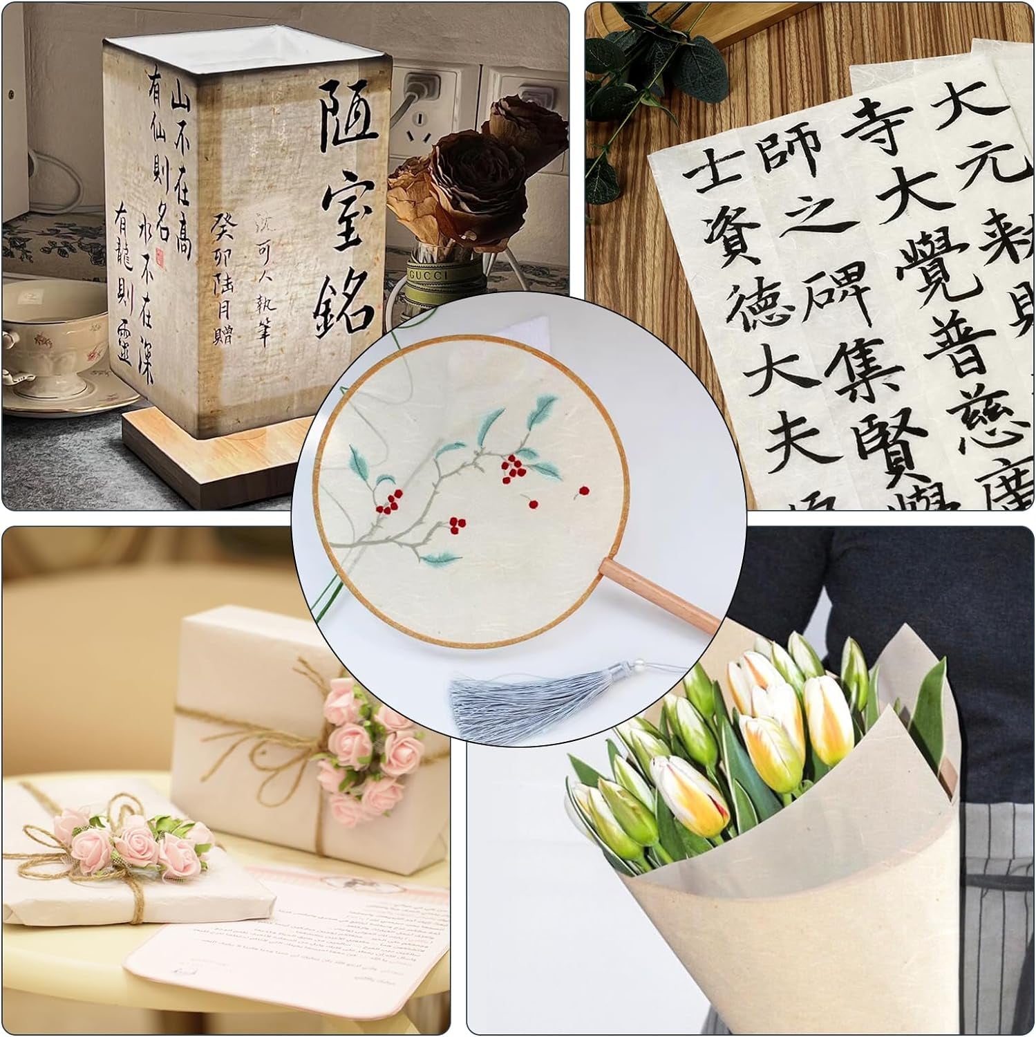 50/100 Sheets  A4 Mulberry Paper Sheets Natural Fiber Rice Paper,8.3X11.7In Natural Decoupage Tissue Paper for Writing Painting, Decorative Paper, Card Making Paper DIY Craft