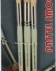 Pastel Smoothies - Paintbrush for Pastel Blending Bristle & Nylon Hair for Blending on Rough Surfaces Short Handle Lacquered Wood Handles - [Stiff | Set of 3]