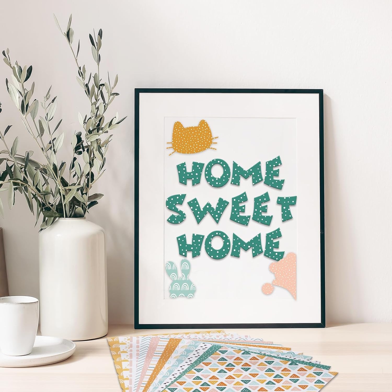 60Pcs Boho Pattern Paper A5 Rainbow Dot Stripe Scrapbook Specialty Paper Double Sided Decorative Craft Paper for DIY Art Craft Card Making Photo Album Journal Decoration, 5.5 X 8.3 Inch