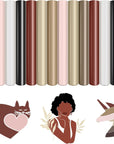 Skin Tone HTV Heat Transfer Vinyl Bundle for Shirts - 14 Sheets 12"×10" Brown Iron on Vinyl Tan Beige Apricot Khaki Cream HTV Vinyl for Cricut Silhouette Cameo, Easy to Cut & Weed