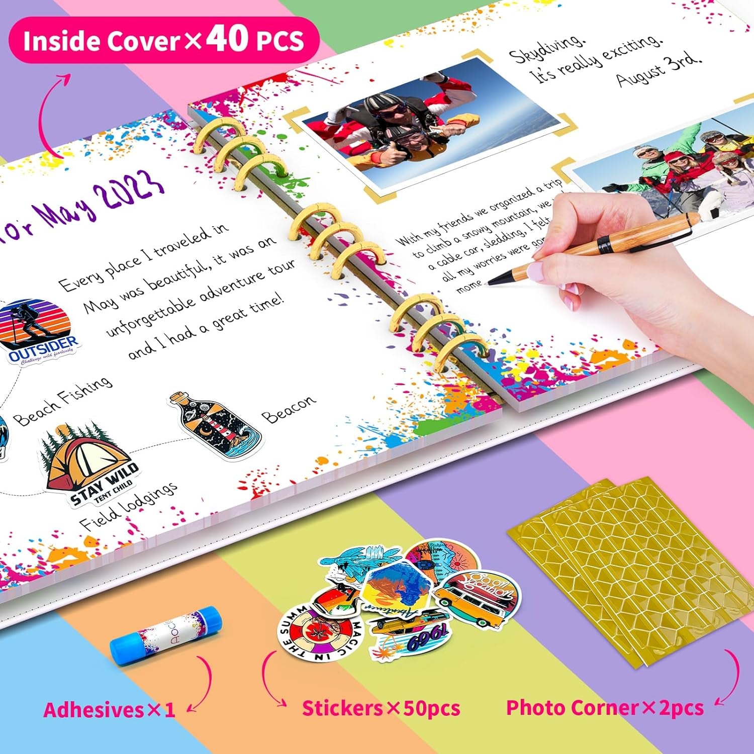 Scrapbook Photo Album, 12" X 12" Extra Large Size, PU Leather Cover, Memory Book for Anniversary, Wedding, Travelling, Baby Shower, Etc, Luxury Hardbound Edition, with Gift Box