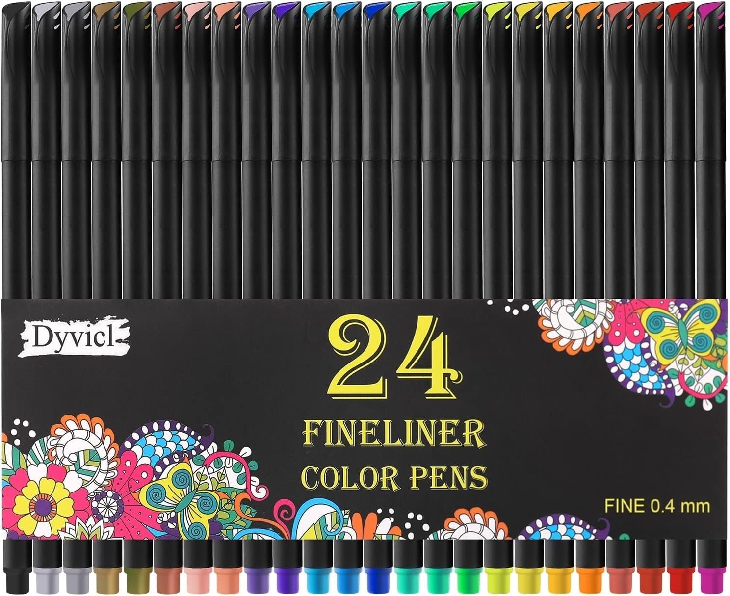 Fineliner Pens Fine Point Pens, 24 Colors 0.4Mm Fineliner Color Pen Set Fine Point Markers Fine Tip Drawing Pens for Journaling Writing Note Taking Calendar Adult Coloring