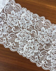 Olive Lace 6 Inches Wide White Stretchy Lace Ribbon Elastic Trim Fabric with Floral Pattern for Bridal Wedding Decorations , Sewing DIY Making and DIY Crafts-5 Yards (910 White)