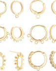 18K Gold Plated Huggie Hoop Earrings, 12Pcs Brass Stud Earring Findings Small Gold Hoop Jewelry Earrings Hooks with Loop for Women DIY Earring Crafts Making, Hole 1~2Mm