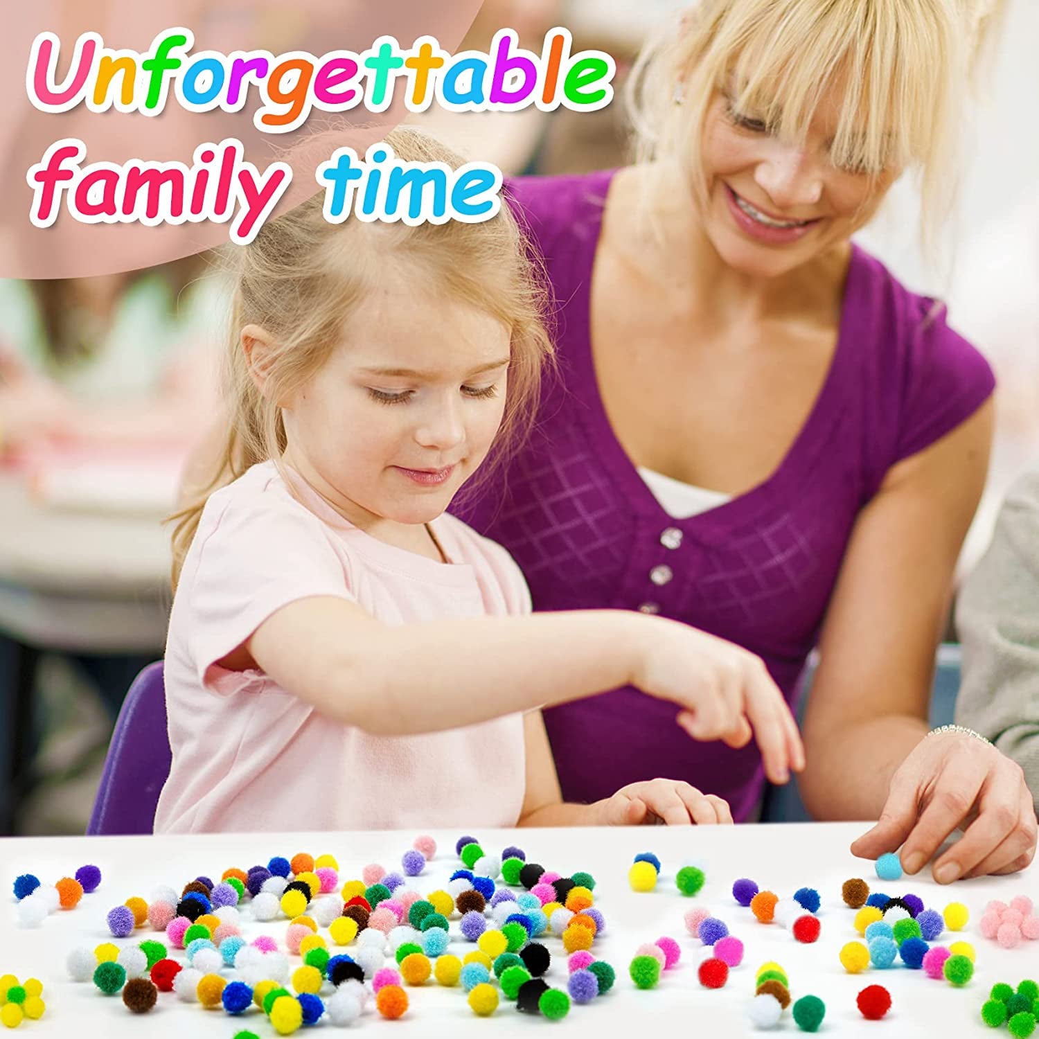 2000 Pcs 1Cm Assorted Pompoms Multicolor Valentine Day Arts and Crafts Fuzzy Pom Poms Balls for DIY Creative Crafts Decorations