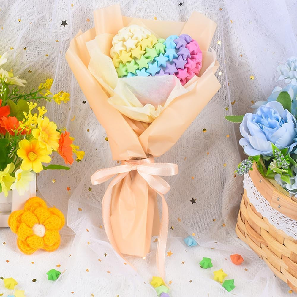 1080 Sheets Star Origami Paper 10 Assortment Color Star Paper Strip Double Sided Origami Stars Paper Solid Color, Lucky Star Decoration Paper Strips DIY Hand Art Crafts (1080 Sheets 10 Colors)