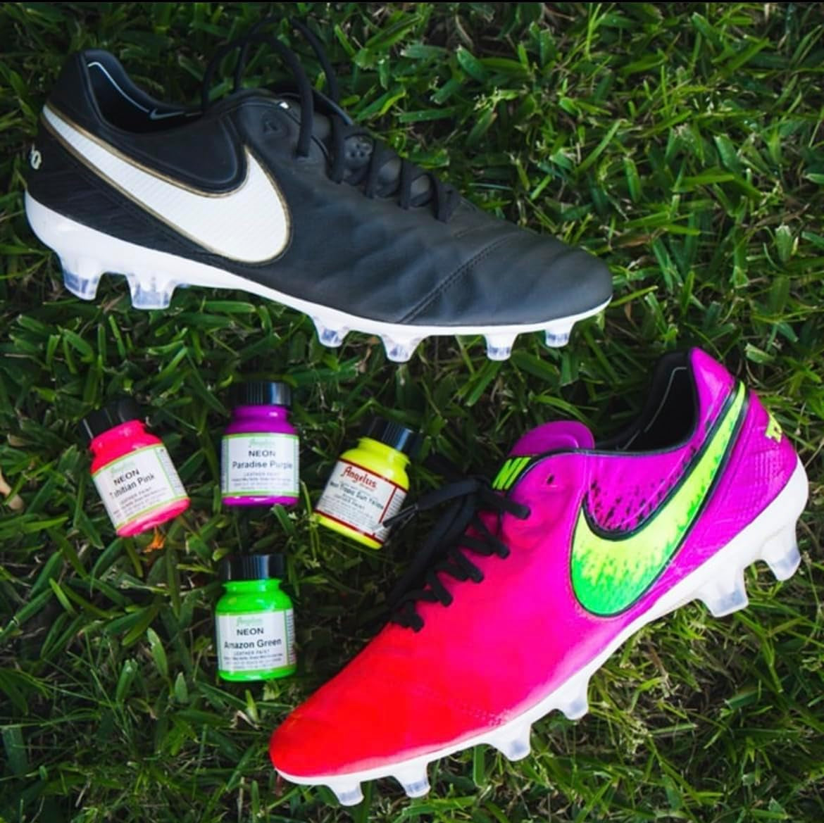 Neon Leather Paint 1Oz 12 Color Set Kit for Sneakers, Shoes Boots, Jackets, Shirts, Cups, &amp; More- Made in USA