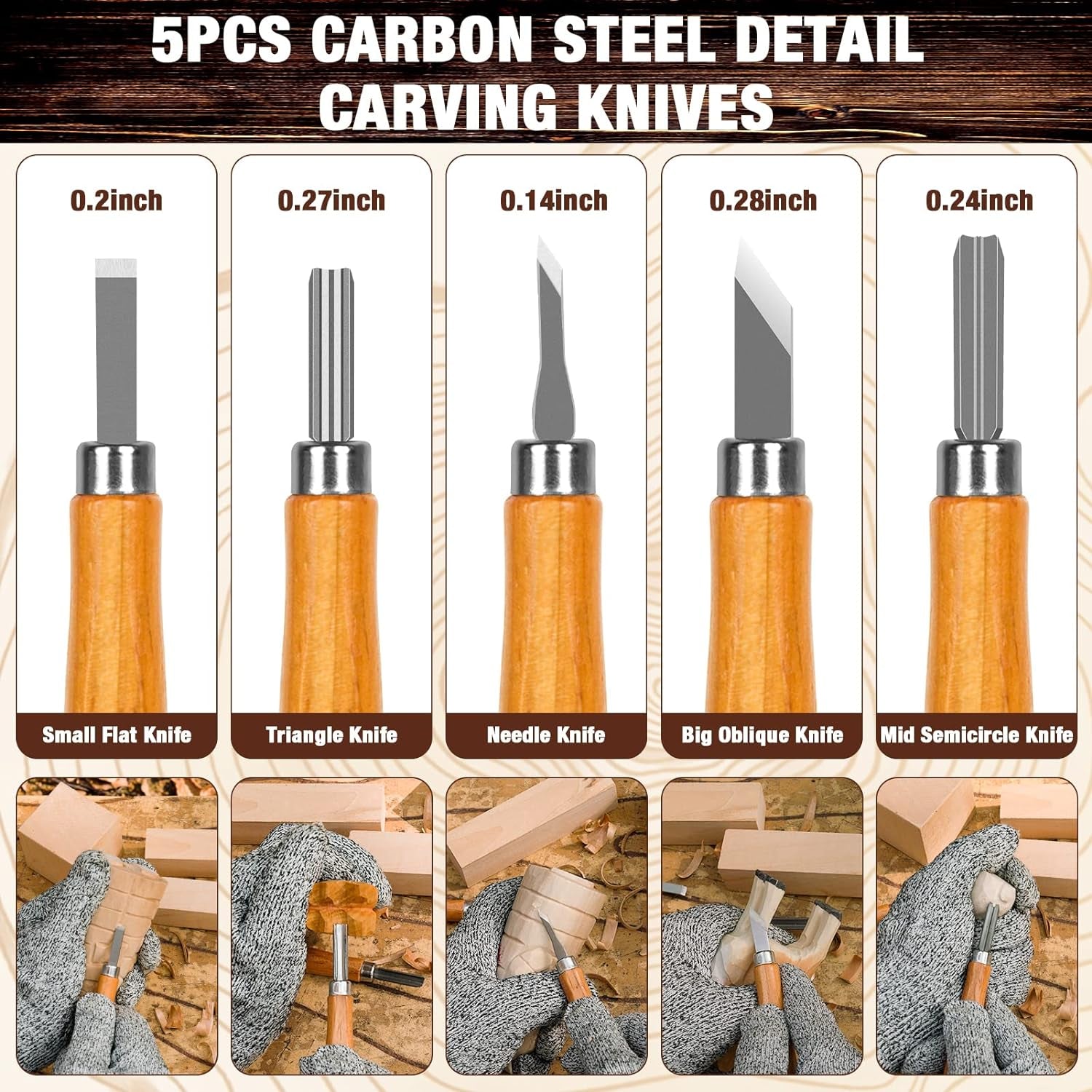 Wood Carving Kit, 23Pcs Wood Carving Tool with 4PCS Wood Carving Knives & 5PCS Detail Knives 9 Basswood Blocks & Gloves & Roll Bag & Strop Block & Polishing Compound Whittling Kit Hobbies for Adults