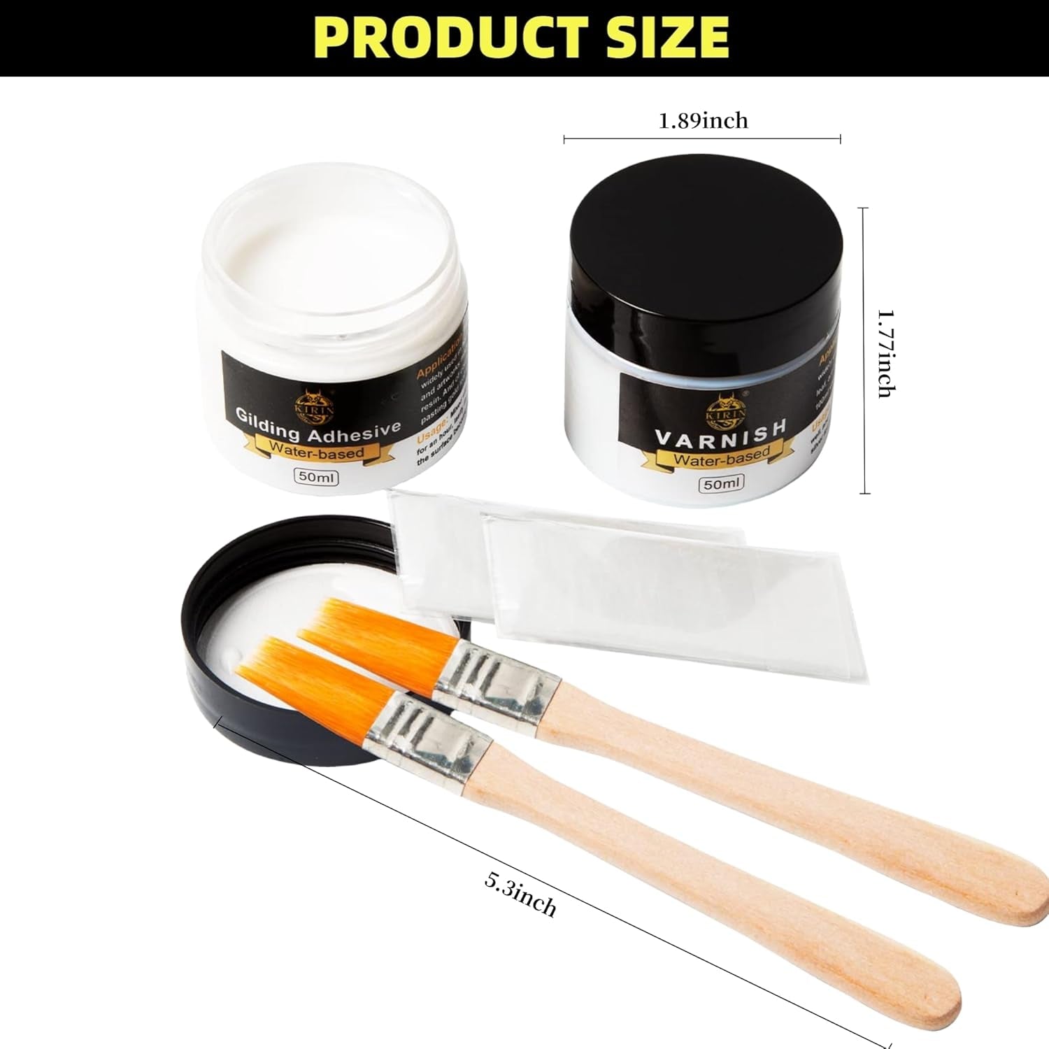 Gilding Adhesive, 100Ml Epoxy Resin Gold Leaf Adhesive for Professional Craft Use, Water Based Varnish for Protect the Surface of Gold Foil from Oxidating (Brush + Gloves as Gifts)