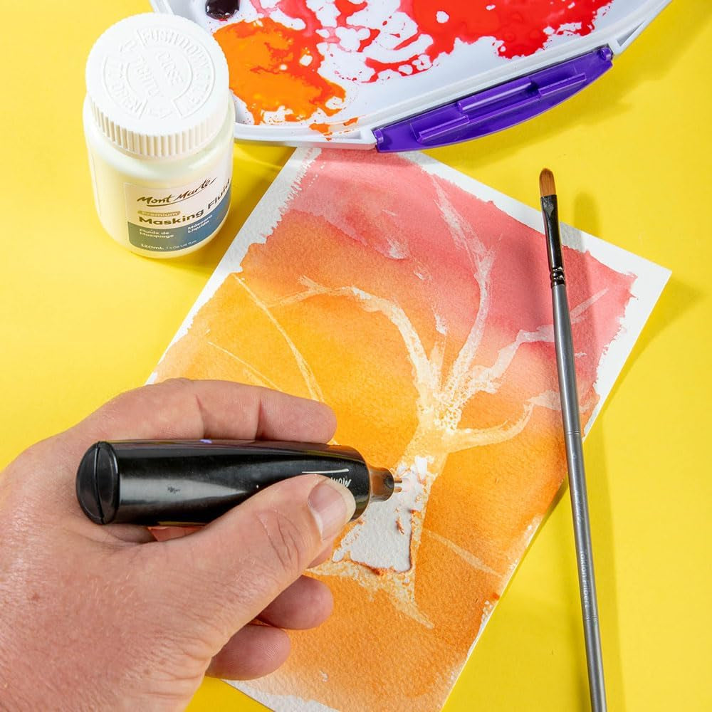 Masking Fluid Premium 120Ml (4.06 US Fl.Oz), Masking Fluid for Watercolor Painting, Keeps Areas Free of Color and Edges Crisp, Resists Watercolor, Ink and Pouring Paint