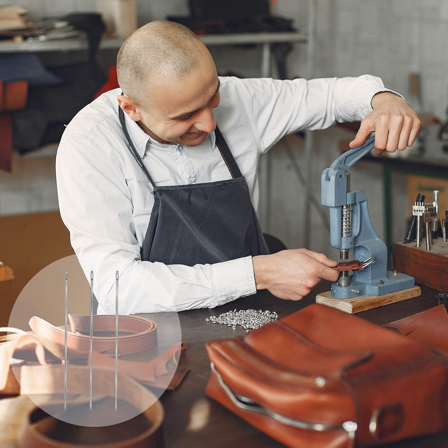 3 Pieces 12 Inch Upholstery Needle Extra Long Sewing Needles for Crafts Stainless Steel Straight Hand Upholstery Needle for Tufting Webbing,Sewing Edges and Stitching through Padding, Arts Projects