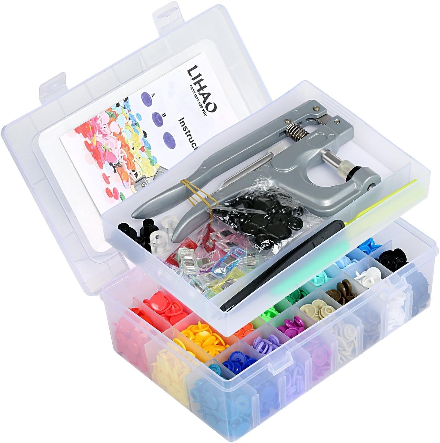 Snaps and Snap Pliers Set, 375 Sets T5 Plastic Buttons for Sewing and Crafting