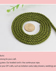 U Pick 10Yds 5Mm 3 Braided Cord Decorative Twisted Satin Polyester Twine Cord Rope String Thread Shiny Cord Choker Thread (17:Olive Green)