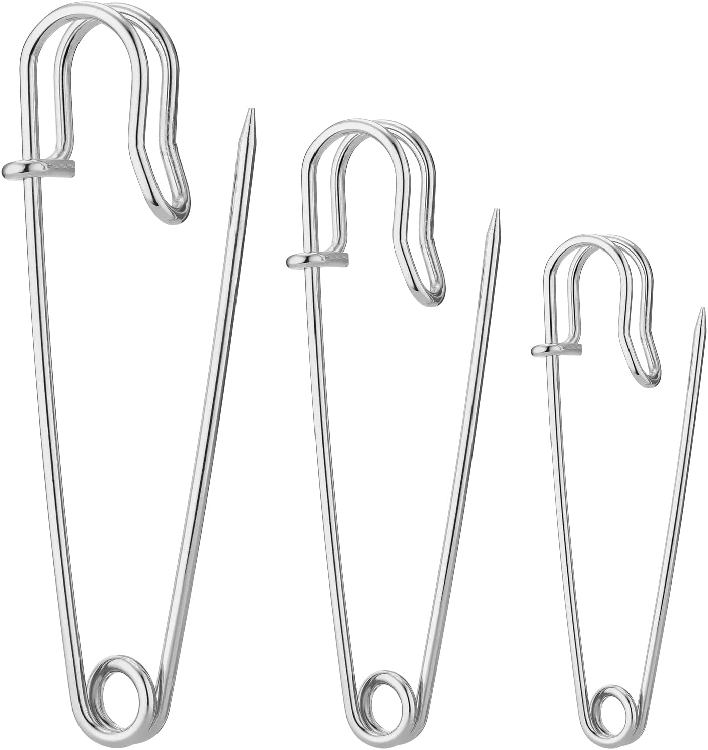 Large Safety Pins Pack of 40, Safety Pins Heavy Duty Assorted (2", 2.5", 3"), Blanket Pins Safety Pin Extra Sturdy Bulk Pins for Blankets, Skirts, Crafts, Kilts