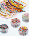 Total 48000Pcs Size 2Mm Seed Beads for Jewelry Making,12/0 Tiny Craft Beading Kit Set,260Pcs Letter Alphabet Beads with Elastic String,Earring Hooks and Claw Clasps