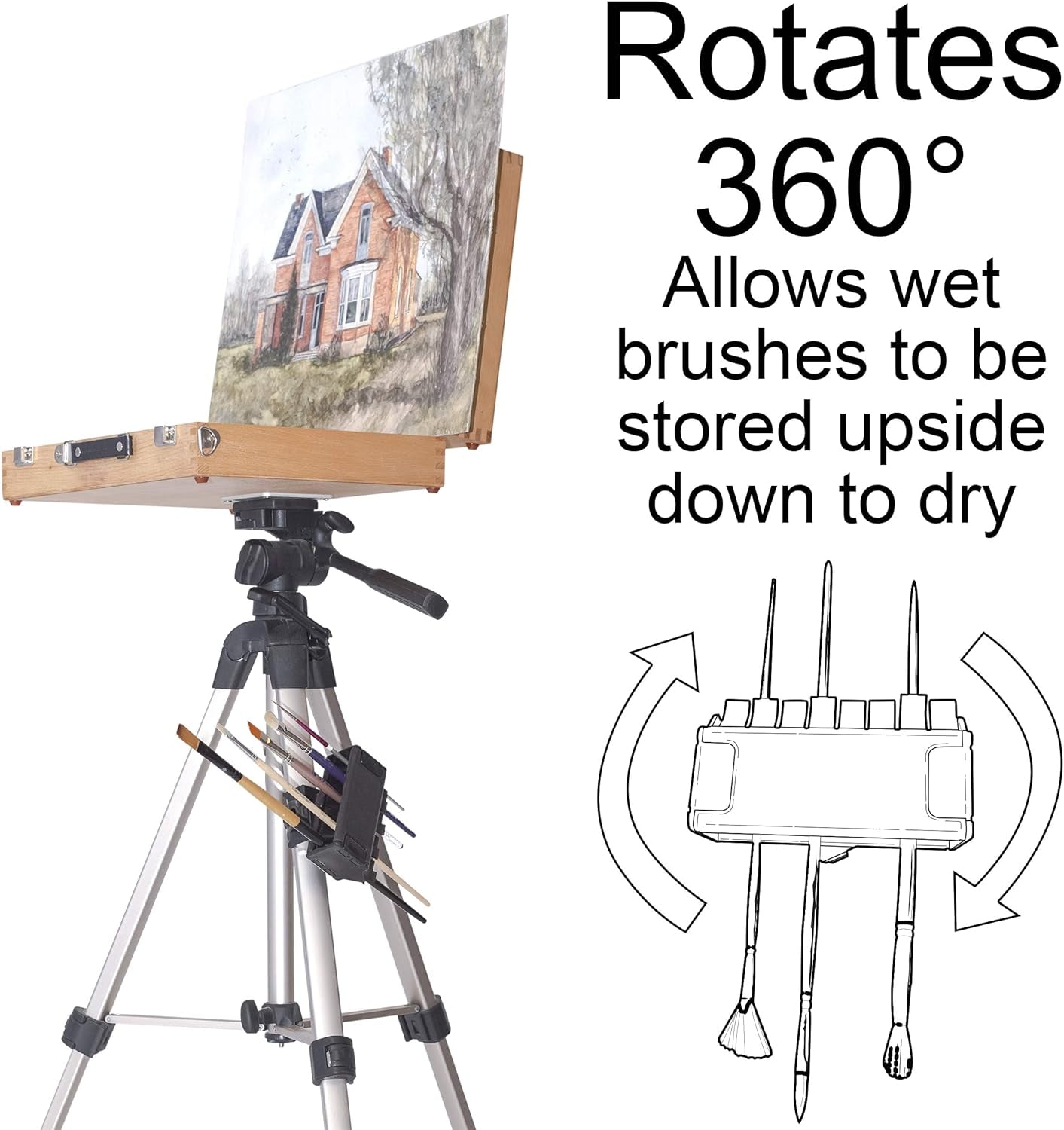 Brush Grip Paintbrush Holder and Drying Rack/Caddy, Painting Supplies (Black)