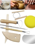 8 Pcs Ceramic Clay Tools Set, Wooden Clay Wax Pottery Sculpting Modeling Tool Kits Pottery Smoothing Cleaning Carving Shaping Cutting Tools