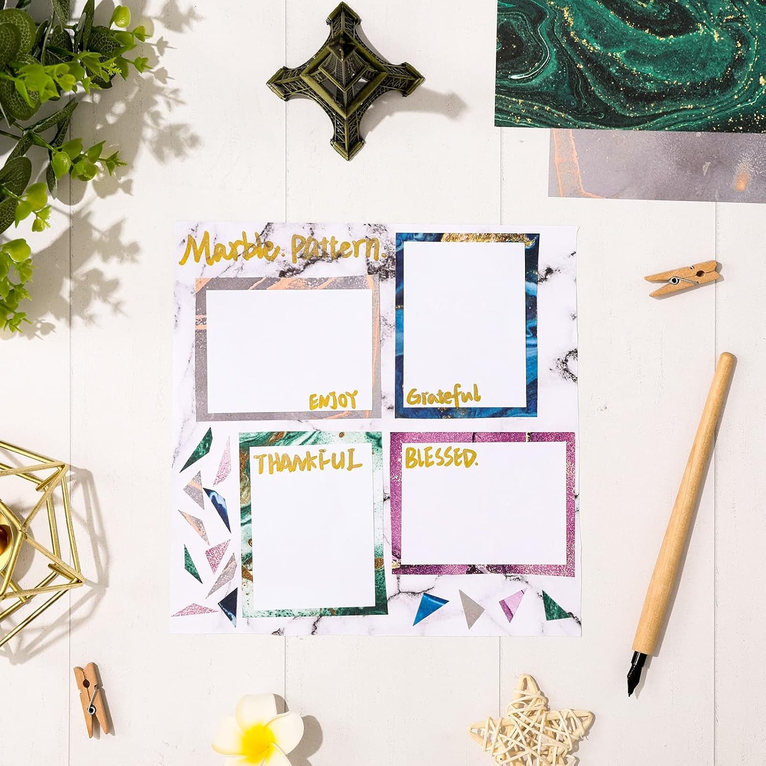 24Pcs Marble Pattern Paper Pack 30X30Cm Colorful Marble Scrapbook Specialty Paper Double-Sided Patterned Paper Collection Folded Flat for DIY Background Card Making Photo Album Decor