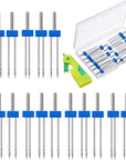 18 Pieces Sewing Machine Twin Needles Double Twin Needles Pins Twin Stretch Needles with Plastic Box, Automatic Needle Threader for Household Sewing Machine, 3 Mixed Sizes 2.0/90, 3.0/90, 4.0/90