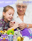 6Pcs Crochet Starter Kit Beginner for Adults - Knitting Kit for Adults and Kids Beginners - Amigurumi Crocheting Animals Kits with Step-By-Step Video Tutorials Dinosaur, Rainbow Bee, Unicorn