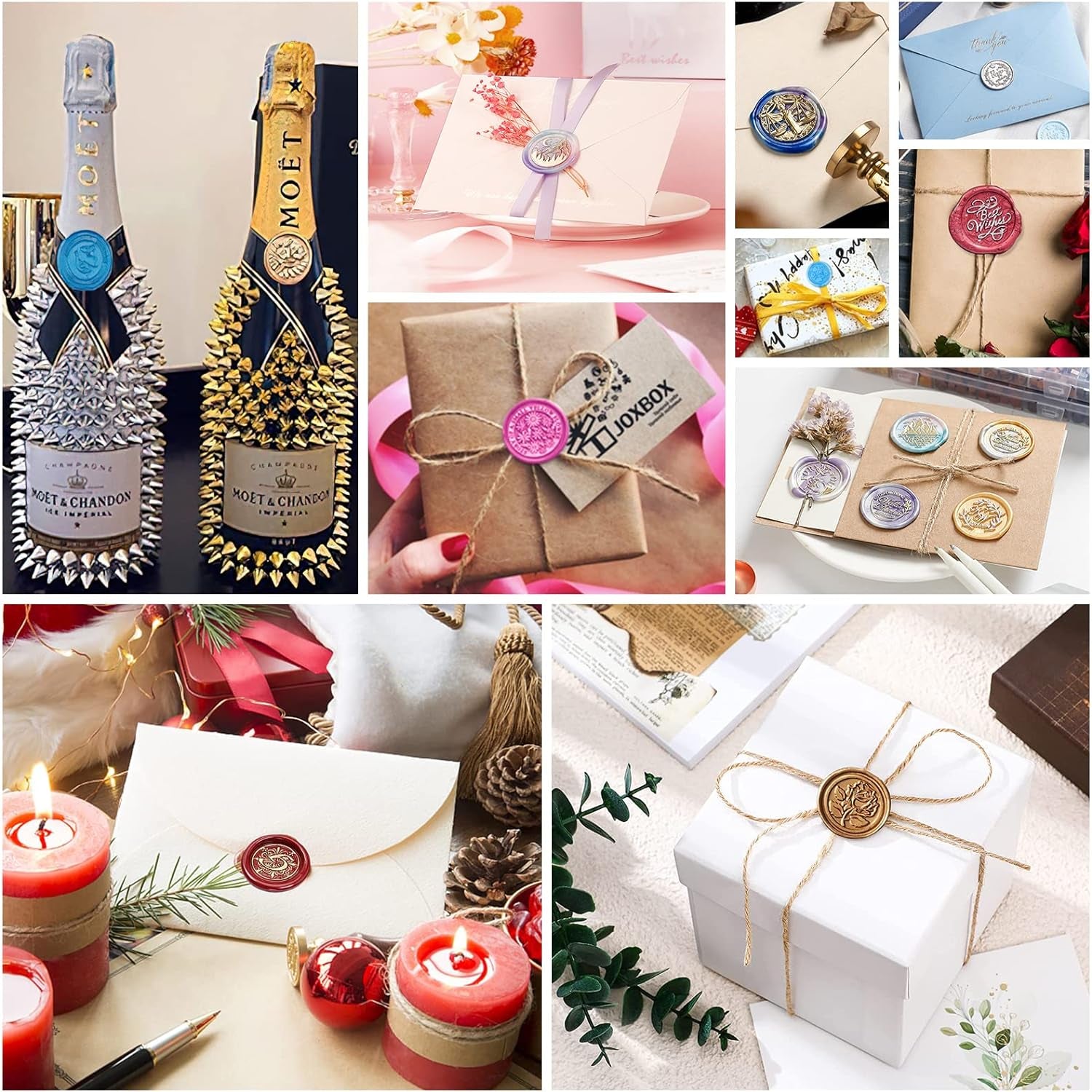 3-Pack Metal Wax Seal Molds with round Flower Heart Shape for 1 Inch Wax Seal Stamp, Silicone Wax Seal Mat, DIY Craft Adhesive Waxing for Wedding Invitations Envelopes Cards Gifts Wine Wrapping