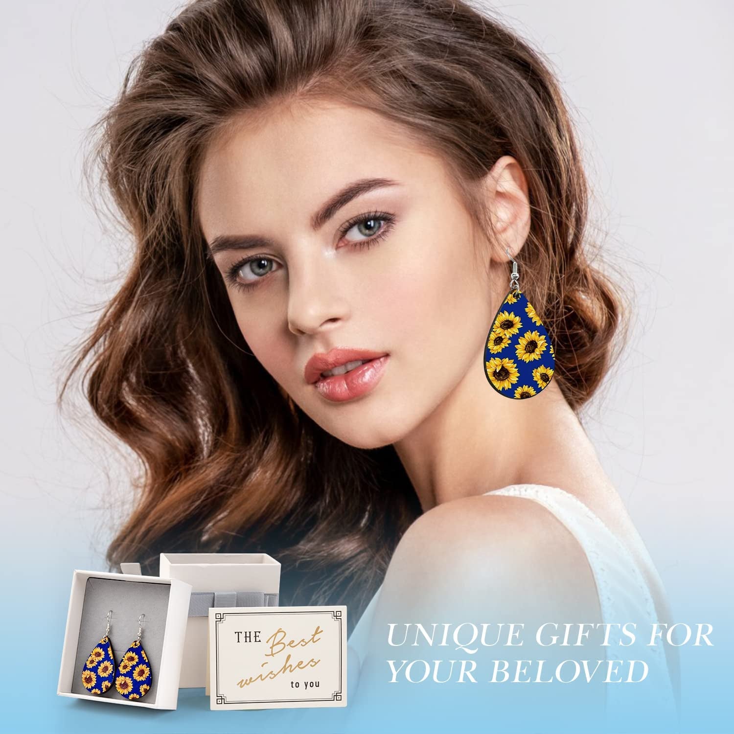 Sublimation Earring Blanks Bulk - 30 Pcs Wood Earrings Blanks with Blue Protective Film - Unfinished MDF Teardrop Earrings for Sublimation Printing with Template, Weeder, Hooks, Jump Rings