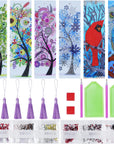 6 Pack Diamond and Painting Bookmark DIY Leather Tassel Bookmark for Adult Beginners Christmas New Year Graduation Birthday Gift 8.3X2.4 Inch