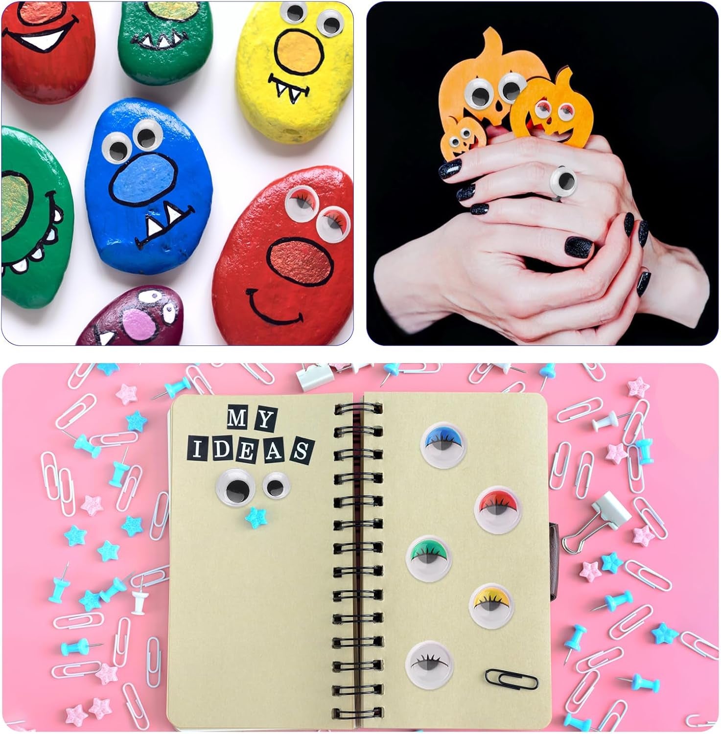 800Pcs 4Mm-12Mm Googly Eyes Self Adhesive Wiggle Eyes for Art Craft Supplies, Doll Making and Scrapbooking,7 Size