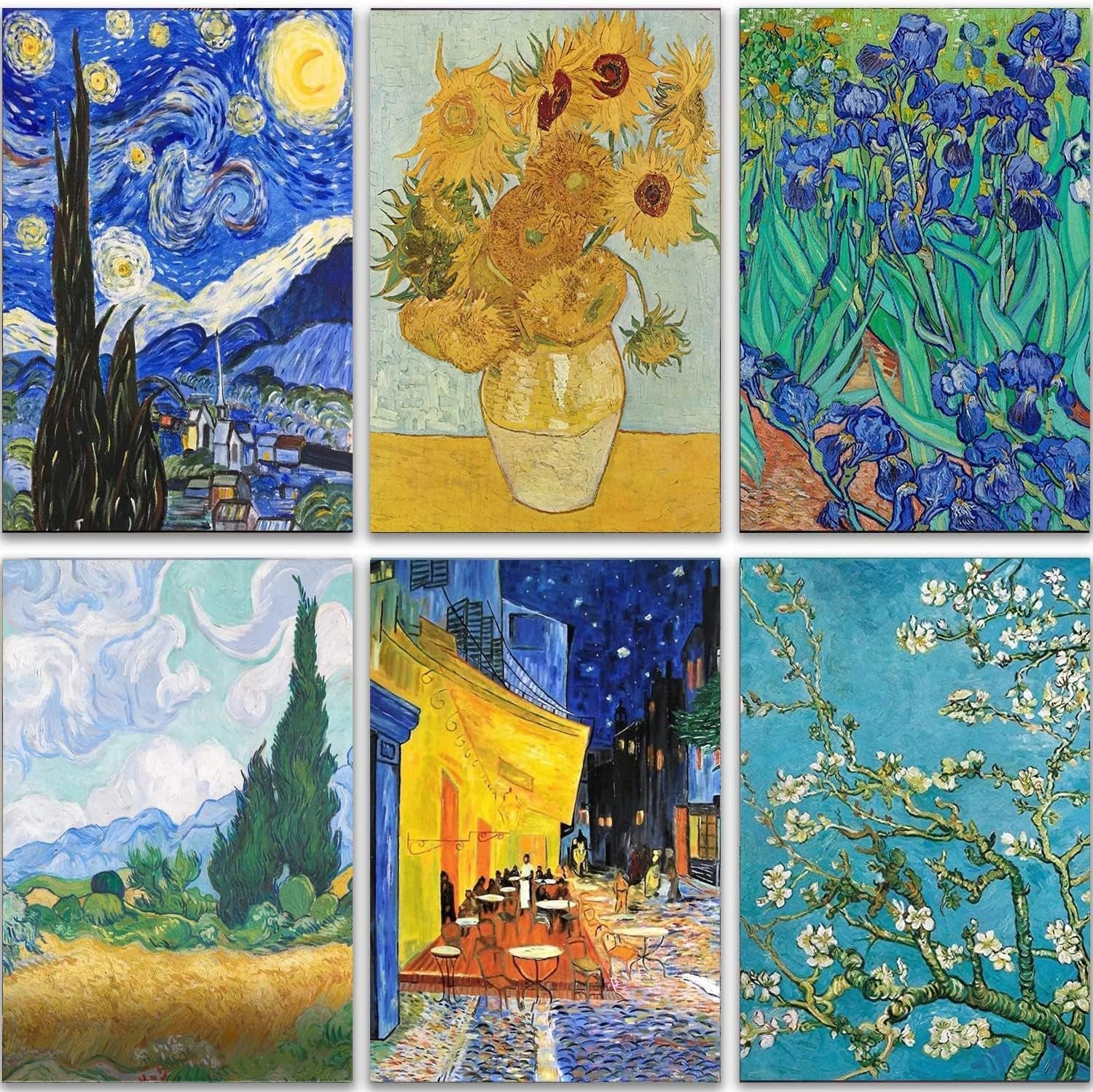 5D Diamond Art Kits for Adults Beginners 6 Pack - DIY Van Gogh Diamond Art Paint with Diamonds round Full Drill Diamond Dots Painting for Adults Kids Sunflowers Gem Art Pictures Art Wall Decor