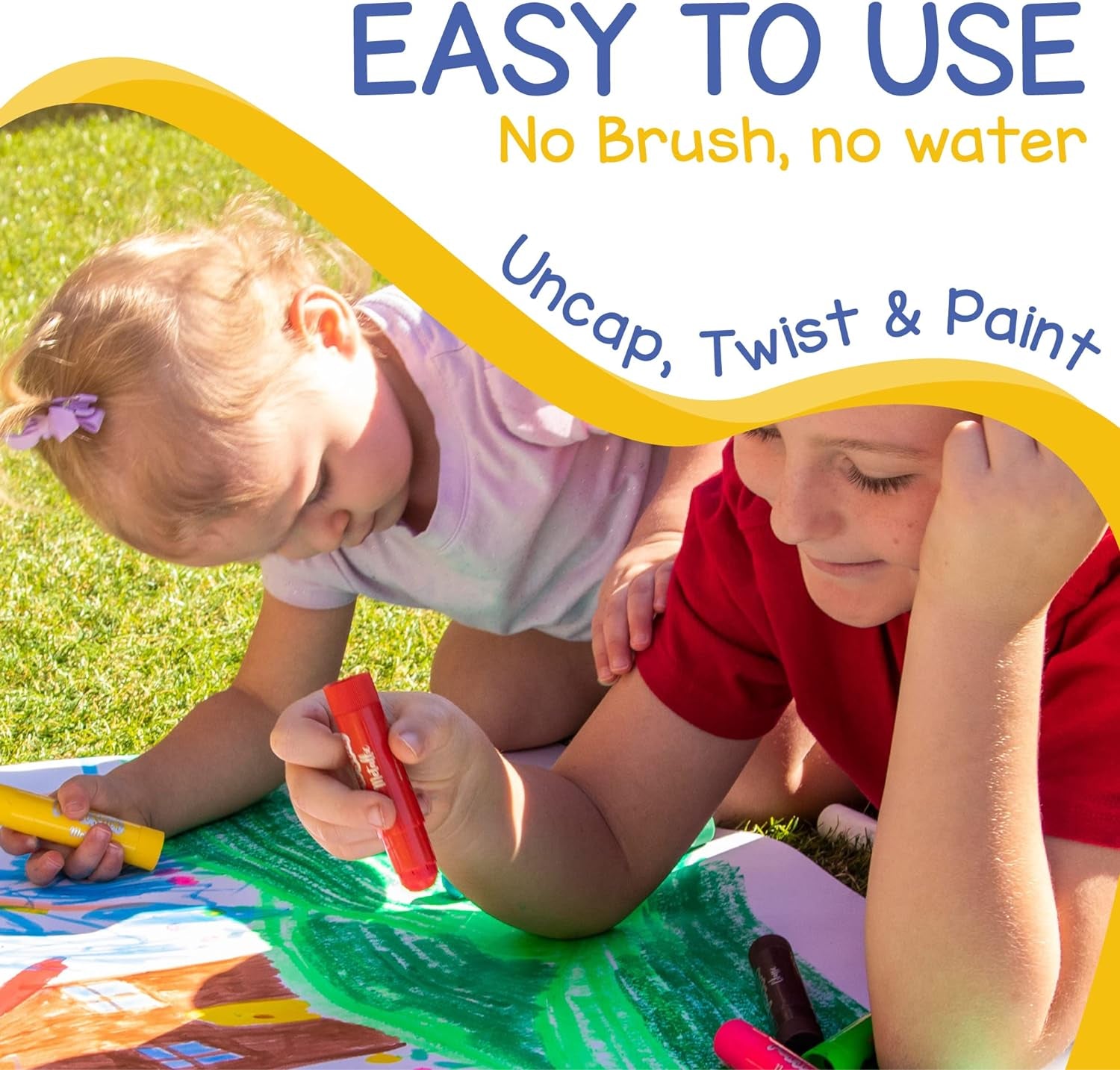 Tempera Paint Sticks (30 Large Paint Sticks) - Paint Sticks for Kids Washable - Safe Arts and Craft Paint Sticks for Toddler or Child Use - for Wood Paint, Glass Paint, Rock Paint, or Poster Paint