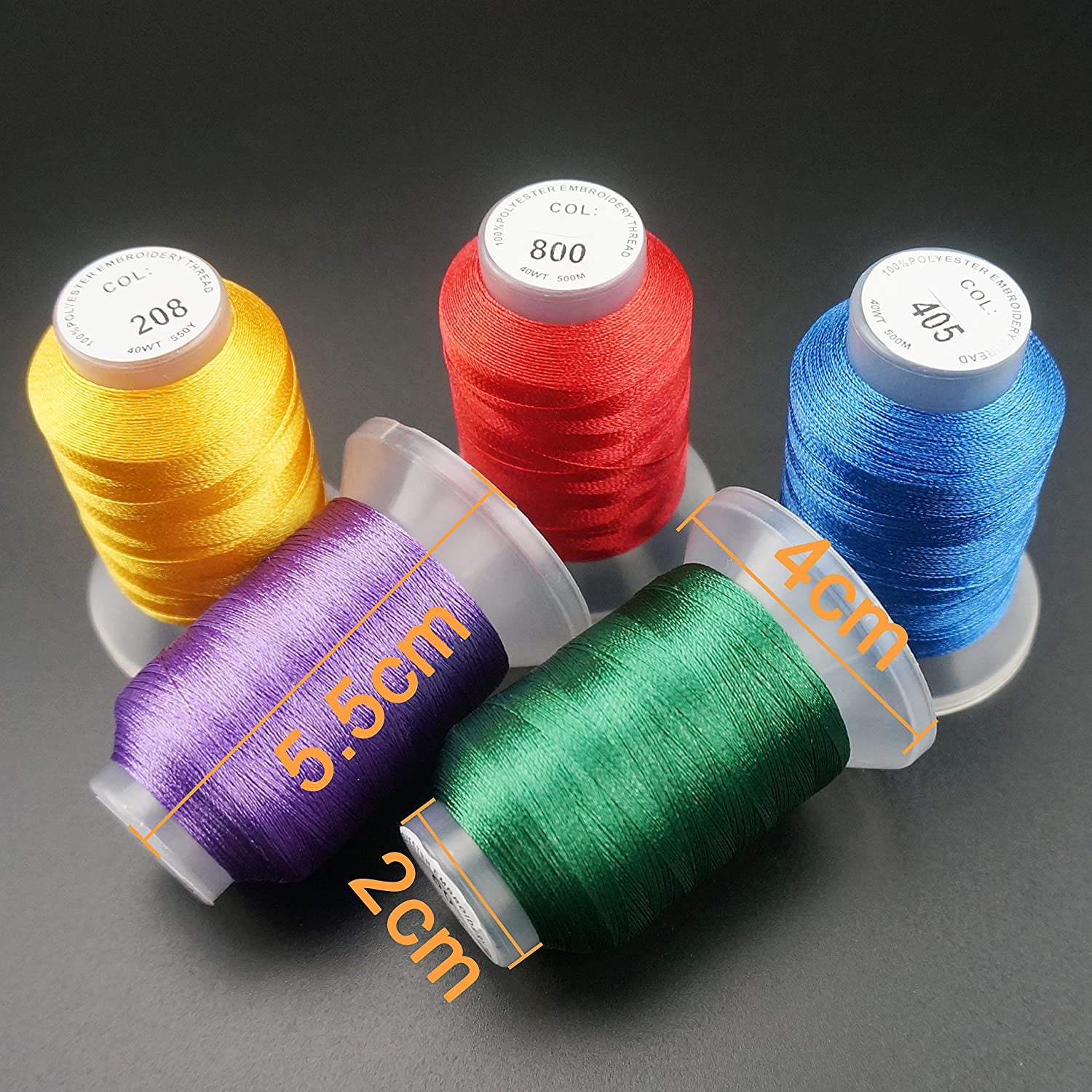 63 Brother Colors Polyester Embroidery Machine Thread Kit 500M (550Y) Each Spool for Brother Babylock Janome Singer Pfaff Husqvarna Bernina Embroidery and Sewing Machines